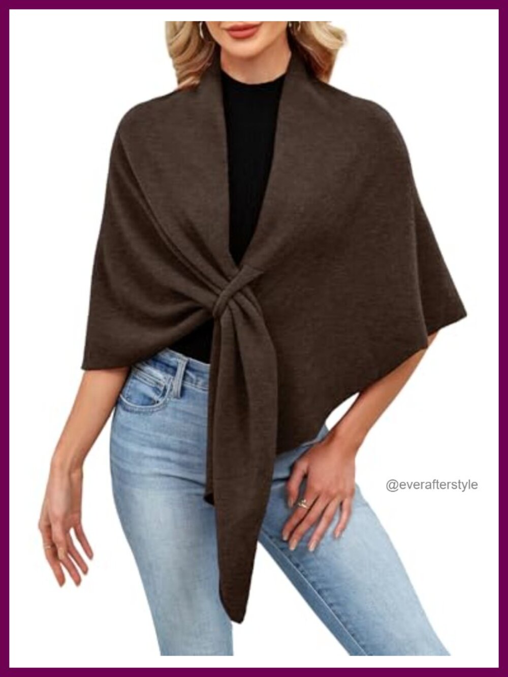 Soft Knitted Open Front Poncho Sweater Wrap Shawl for Women